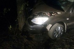 Легковушка врезалась в дерево во время ночной поездки по Хабаровску