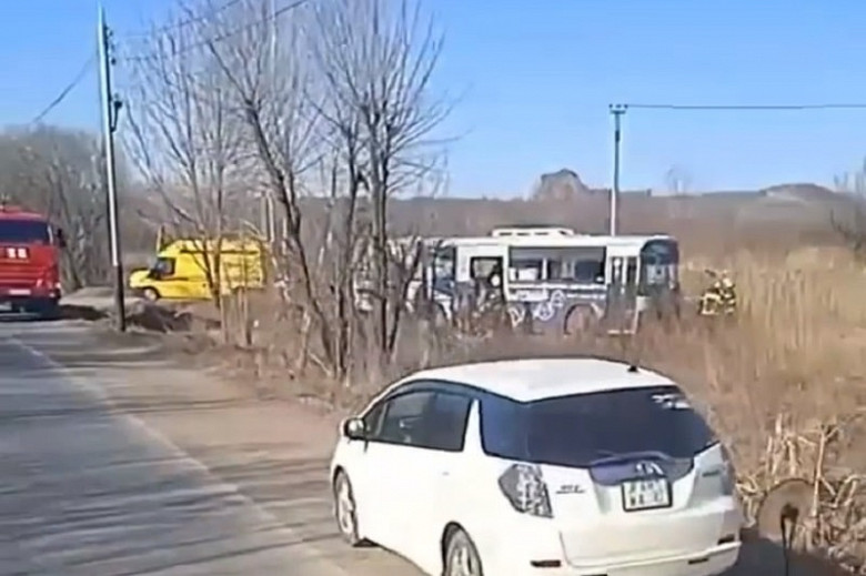 В Хабаровске рейсовый автобус съехал в кювет, есть пострадавшие фото 2