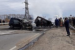 Жуткая авария под Хабаровском: сгорели машины и люди