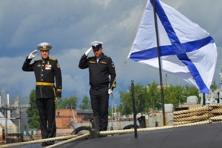 Церемония поднятия флага К-329 «Белгород» в Северодвинске, 8 июля 2022 г. ©  Севмаш ССЗ